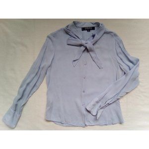 New - Gasper Silk Long Sleeve Blouse, Light Blue, Size 2P